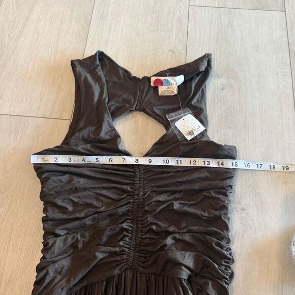 Free people beach brown ruched wide-leg jumpsuit size M - Picture 5 of 12